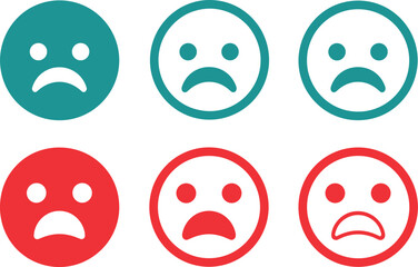 Fototapeta premium Unhappy and sad face icon set representing negative feedback and sad, unhappy, frown, emotion, negative, poor customer satisfaction.