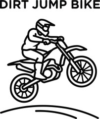 Obraz premium Line art illustration of a person jumping a dirt bike on a white background