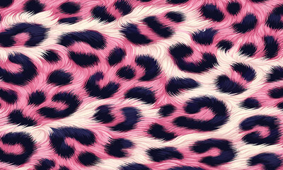 Obraz premium Vibrant pink animal print skin with a soft fur texture background