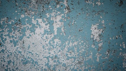 Grunge blue background with peeling paint and plaster on concrete wall texture aged rough pattern material surface old weathered backdrop