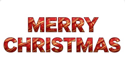 Fototapeta premium Festive merry christmas wishes with red and gold ribbon lettering on a white background perfect for holiday greetings and seasonal celebrations this year