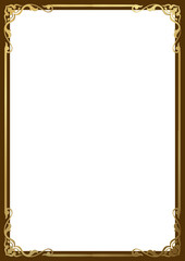 Vintage frame, gold edge, scroll pattern, book composition