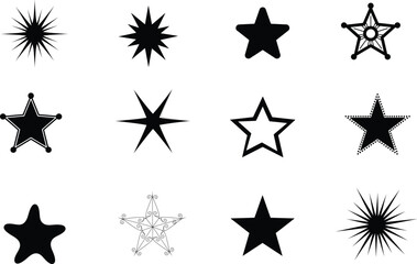 Obraz premium Star Shape Icon Set Collection in Various Styles and Designs