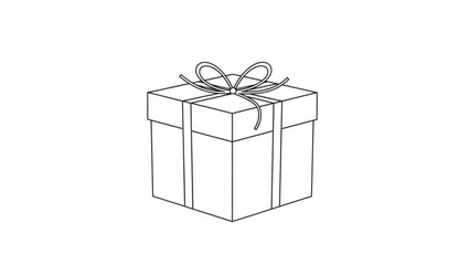 Obraz premium A simple clean line art illustration of a gift box with a ribbon and bow presented on a plain white background perfect for design and celebration concepts