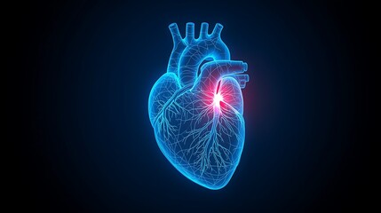 Human heart anatomy with highlighted coronary arteries medical illustration