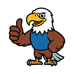 “Thumbs Up Cartoon Eagle Mascot – Friendly Bald Eagle Character Vector Illustration”
