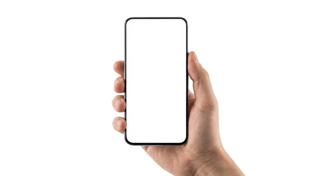 Modern smartphone held by hand, perfect for app mockups or technology presentations, showcasing innovation and sleek design, ideal for digital lifestyle visuals