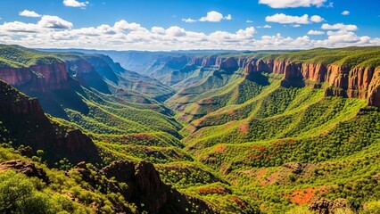 Z canyon landscape with green trees beautiful canyon country and rock formations creating scenic vistas for outdoor adventure and exploration
