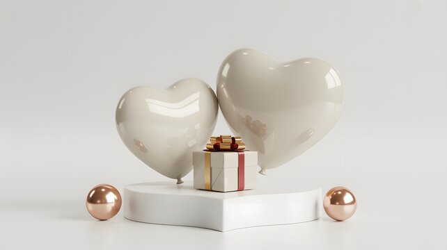Heart balloons gift present love romance valentine anniversary celebration decoration background scene