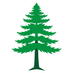 Fototapeta premium Stylized green evergreen tree silhouette on white background