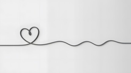 Heart love valentine romance symbol line art gray white background simple design minimal shape graphic curve art