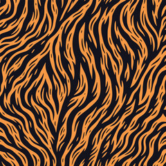 Stylized tiger animal skin fur texture seamless pattern for design