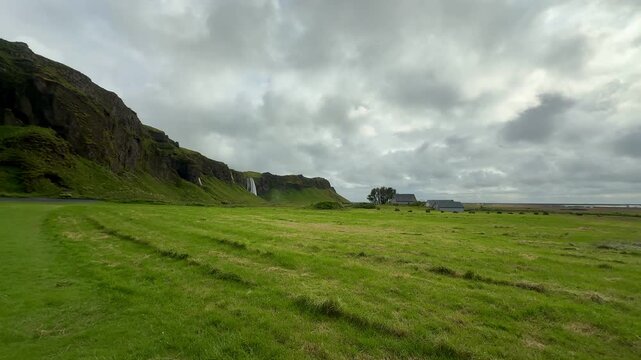 Landscape With Seljalandsfoss Waterfall In Iceland