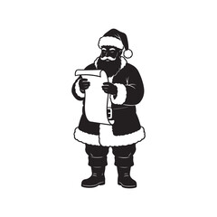 Santa Claus Checking the List Silhouette Icon