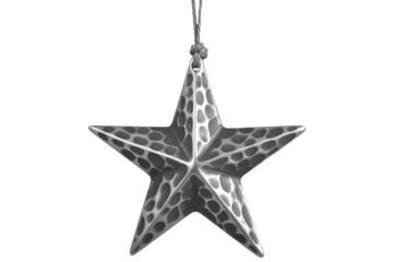 Elegant star ornament hanging gracefully, perfect for holiday celebrations and seasonal promotions, evoking warmth and festive cheer for any design project