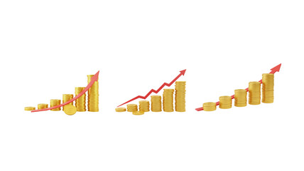 Fototapeta premium Increasing graph with coins