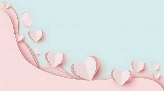 Valentine hearts love background paper cut design romance romantic wedding invitation card celebration 