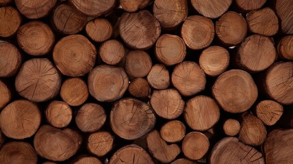 Stacked logs pattern with natural tones. Artificial intelligence image