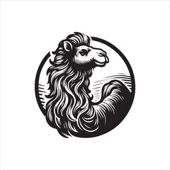 Elegant Camel Vector Logo Illustrations Desert Animal Symbol in Black and White