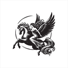 Elegant Pegasus Mythical Creature Logo Vector Illustration with Wings for Branding