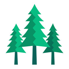 Obraz premium Three stylized evergreen trees in shades of green