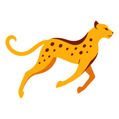 Stylized cheetah running with spots and curled tail