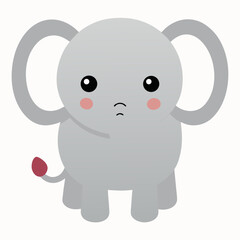 Cute cartoon elephant with big ears and pink cheeks