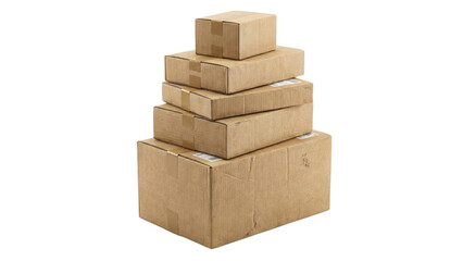 Stacked cardboard boxes ready for shipping and delivery, perfect for e-commerce, logistics, or moving announcements, symbolizing efficiency and organization
