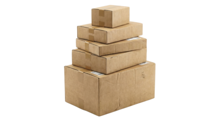 Stacked cardboard boxes ready for shipping and delivery, perfect for e-commerce, logistics, or moving announcements, symbolizing efficiency and organization