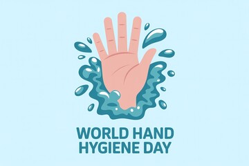 Fototapeta premium Conceptual Graphic for World Hand Hygiene Day: Hand Washing with Splashing Water, Germ Prevention, and Health Awareness