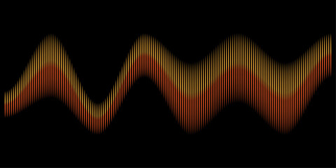 Abstract Sound Wave Equalizer Background. Vibrant Orange and Yellow Digital Audio Visualization on Black