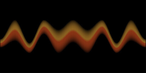 Abstract Digital Sound Wave Visualization. Orange and Gold Music Equalizer Pattern on Dark Background