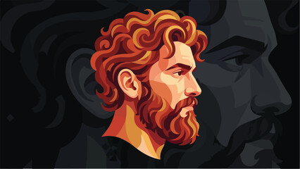 Stylized Portrait of a Bearded Man with Fiery Red Hair.