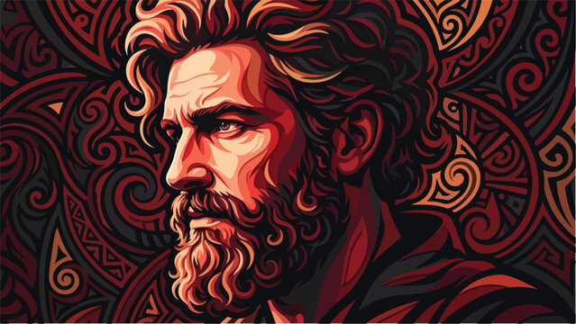 Portrait of a Bearded Man with Intricate Background.