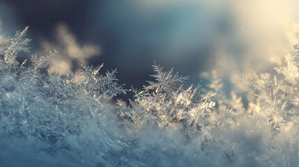 Intricate snowflake crystal close up in soft light