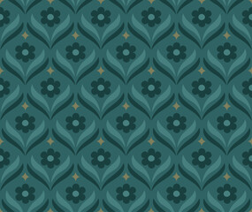 Abstract floral seamless pattern. Vector art deco texture. Geometric minimalist background.