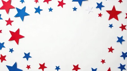 Video Red white and blue stars on a white background, great for patriotic or celebratory scenes - Powered by Adobe