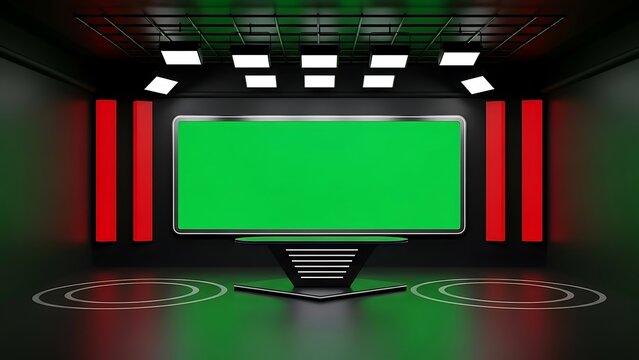 Virtual Studio with Green Screen video production chroma key broadcast set design studio lighting modern studio digital studio