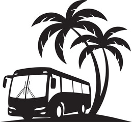 bus with palm trees and palms