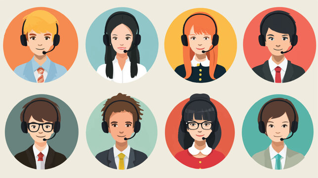 Diverse customer service representative avatars in a support team illustration