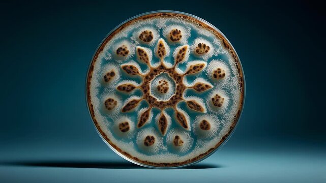 Intricate petri dish art showcasing vibrant fungal growth patterns for science enthusiasts and educators