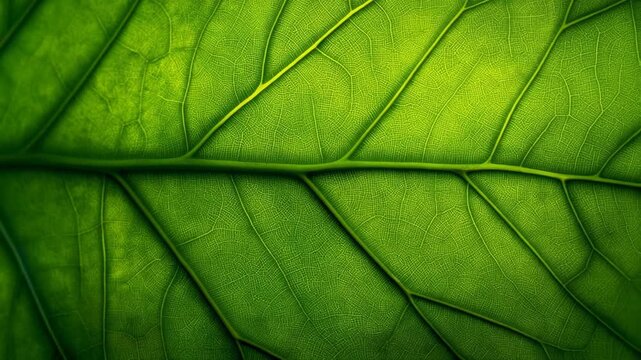 Close-up of a vibrant green leaf showcasing intricate textures and patterns for nature enthusiasts