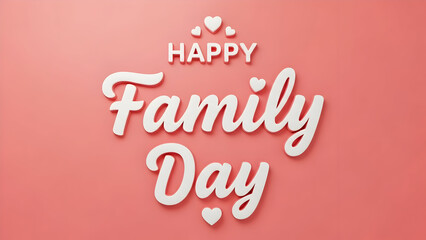 Happy family day celebration with elegant white lettering on a pink background