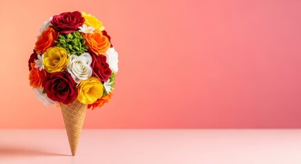 Easter egg shaped flower arrangement in ice cream cone