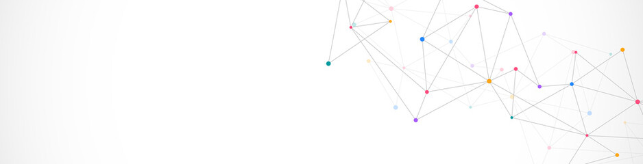 Minimalistic design with connecting the dots and lines. Abstract geometric background of science and technology concept