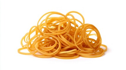 Tangle of rubber bands on white background. AI generated