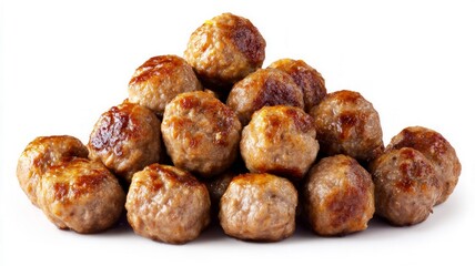 Pyramid of meatballs on white background. AI generated