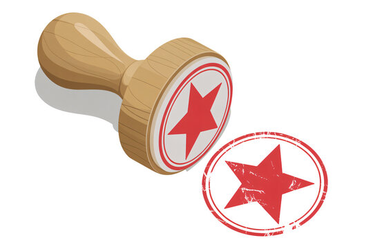 Fresh star stamp impression with a wooden handle, perfect for adding a touch of quality and authenticity to your designs and projects with a unique flair