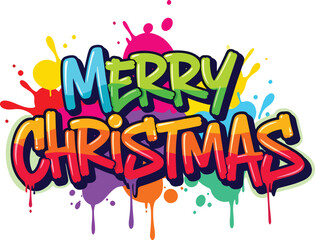 vibrant solid color merry christmas graffiti text effect vector design
