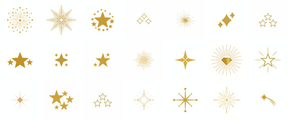 Golden Sparkle Collection: An array of golden stars and sparkling elements shimmer, adding a touch of elegance and festivity, perfect for any celebratory occasion.